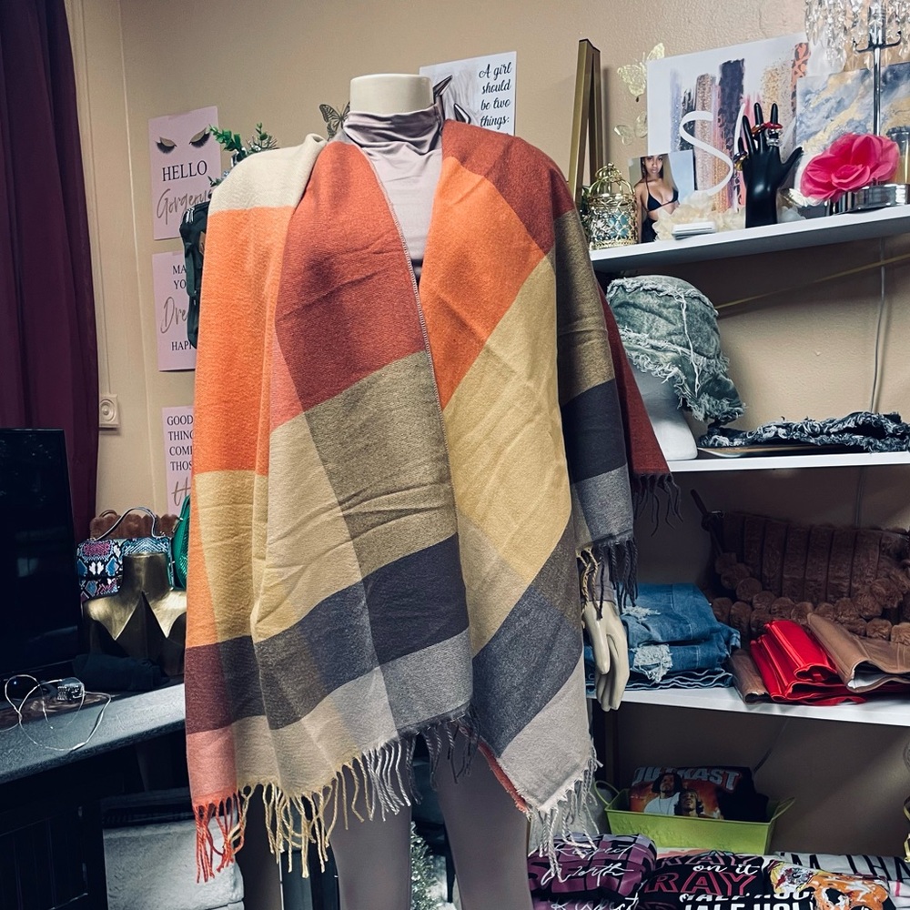 Colorful Plaid Shawl Wrap